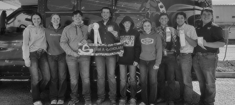 The Burnet FFA competed in a Meats Judging competition Feb. 18 at the San Antonio Stock Show and Rodeo. There were students from all different counties competing, with a total of 306 students. From left, Helaina Weiss, Mayson Elliot, Corbin Bostic, Carter Bostic, Hunter Ringstaff, Cora Everette, Jackson Drozd, Enrique Montalvo, Cayden Beatty. Contributed photos