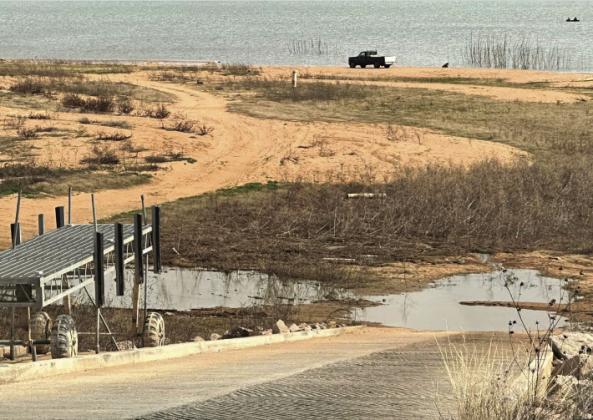 Signs of the continuing drought include a dry boat ramp at Llano County Park on Lake Buchanan. Contributed photo