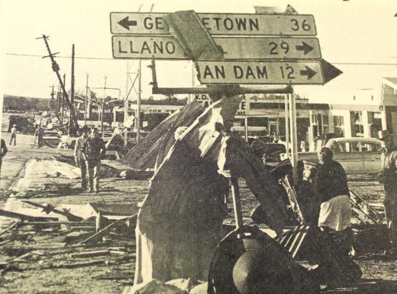 The Texas 29 and U.S. 281 intersection in Burnet was demolished by a tornado March 10, 1973. File photo
