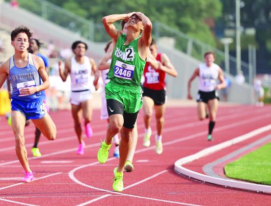 Burnet sophomore Victor Aviles was overcome with emotions after a brilliant race to a first place finish at state with a 1:53.36 in the 800.