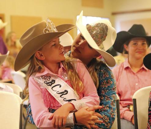 Emma McCurry and Trinity Frazier built a strong relationship representing Burnet County Rodeo Royalty as seen Saturday, May 4, at the Burnet County Rodeo Association 2024 Scholarship Pageant.