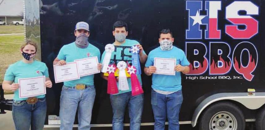 The Bulldog FFA BBQ team of Greyson Barnett, Hayden Henry, Adrian Lopez and Kori Gilliland not only won first place in Muenster in March, but followed it up Saturday, April 24, with a state co-championship in Llano. Contributed