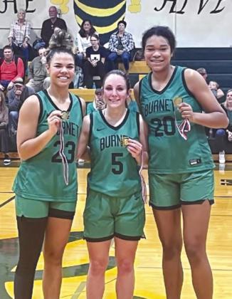 The Lady Dawgs had three athletes named to the LRA All Tournament list after Burnet swept the competition last weekend. Those being honored included MaeSyn Gay, Sydney Lough, and Zaria Solis. Contributed photos