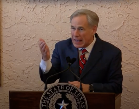 Governor Greg Abbott announces lifting of COVID-19 restrictions while in Lubbock on March 2.