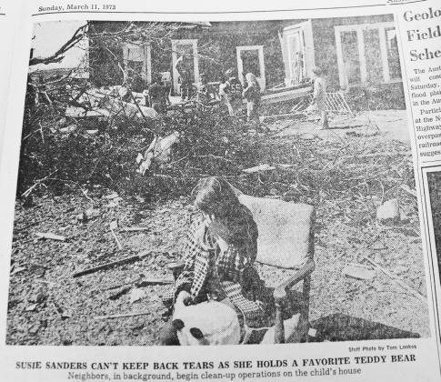 The Austin American-Statesman photo of Susie Sanders in Burnet the day after the tornado March 10, 1973. Contributed/AA-S/Tom Lankes
