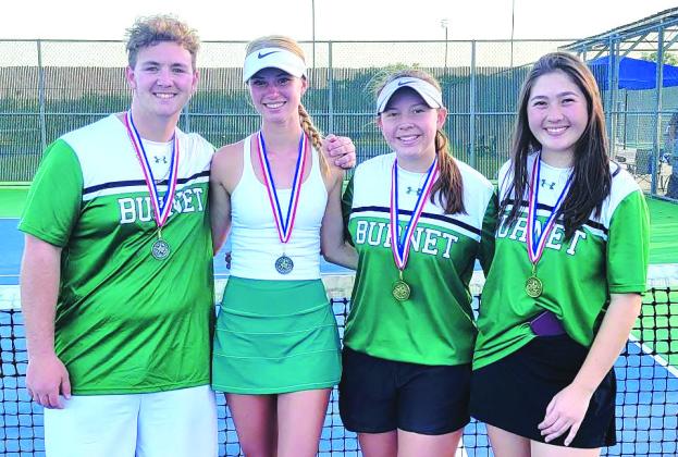 Burnet is sending four tennis athletes on to compete at regionals including, left to right, Cameron Stires, Christina Graves, Tatum Salinas, and Aly Van Zandt.