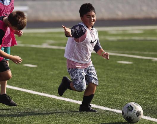 Owen Howell was one of several soccer campers last week that seemed to enjoy the camp activities provided by Burnet’s coaches Monday-Wednesday for their annual summer camp.