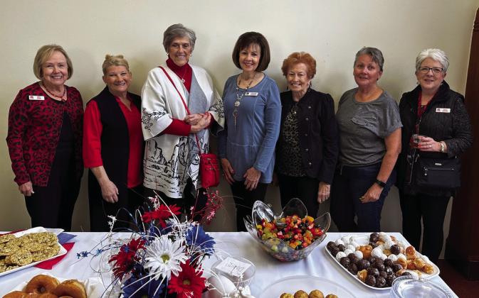 Burnet County Republican Women and the Burnet County Republican Club hosted a brunch for elected officials, friends and family at the Swearing-In Ceremony of Burnet County elected officials on January 1, 2023 at the Burnet County Courthouse. Pictured are: Janet Crow, Mary Jane Avery, Janice Estill, Darlene Hargett, Gail Teegarden, Londa Chandler and Wanda Kauffmann.