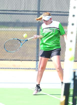 Wayne Craig/Clear Memories Senior athlete, Tatum Salinas, swept the district and bi-district rounds of team tennis winning all her matches 6-0, 6-0 adding numerous points to her team’s score.