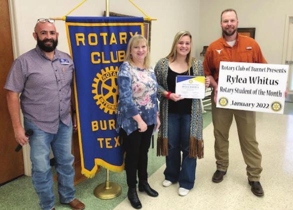 Rylea Whitus is January’s Rotary Club Student of the Month at Burnet High School. Whitus is an athlete, a student body official and an active member of her church. Contributed