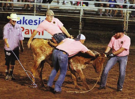 The first responder steer saddling competition will return to the Marble Falls Rodeo this weekend. File photo