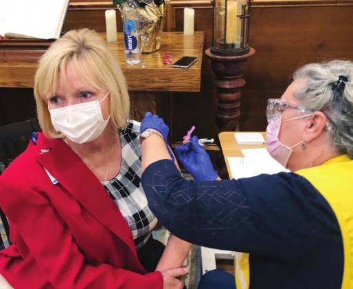Denise Watson was the first to receive the Moderna COVID-19 vaccine at Ascension Seton Highland Lakes on Dec. 22 at the hospital. The vaccine went to frontline healthcare workers before distribution to the public. Contributed/ASHL