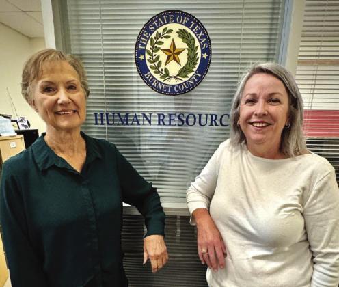 Shirley Bullard (left) will return as interim human resources director for Burnet County. She has been working free of charge with former HR director Sara Ann Luther (right) to assist in a seamless transition. Contributed/James Oakley