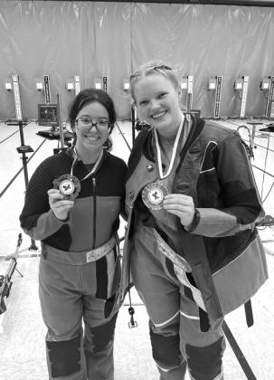 Pictured, from left, are Burnet County 4-H Rifle team Bethany Butler and Morgan Sitra, who each took home individual medals at the state championships.